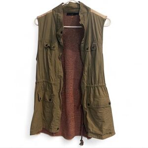 Olive Green Sleeveless Utility Vest